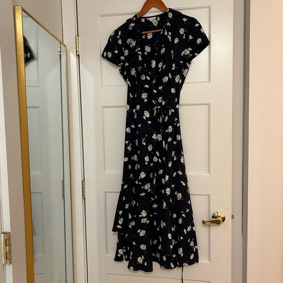 Elika Wrap Dress Navy - Picture 6 of 9